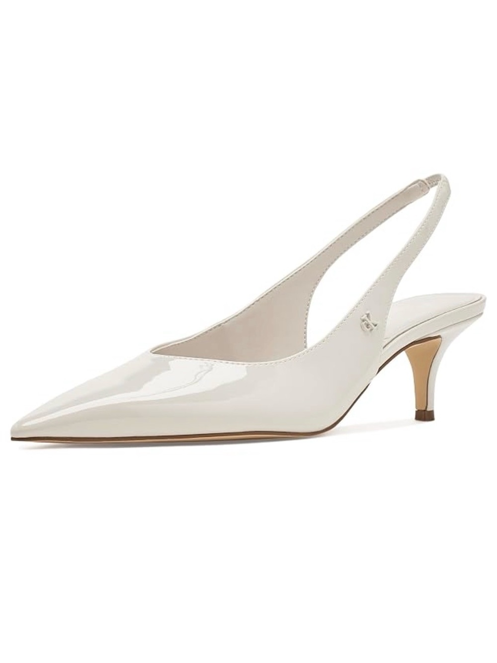 New$109 Calvin Klein Women's Kitten Heel Slingback Emersyn Ivory Patent 8.5 M